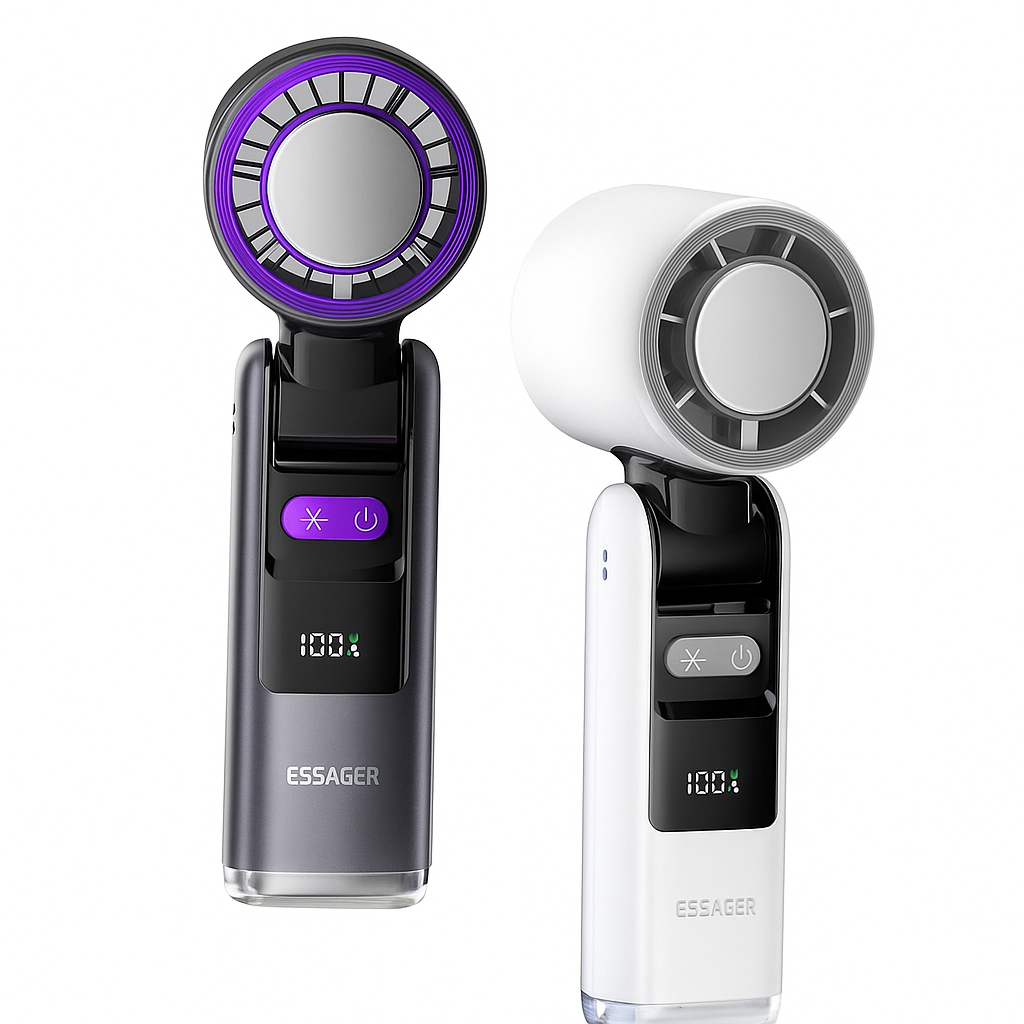 Two handheld devices with digital displays and Essager branding on a white background