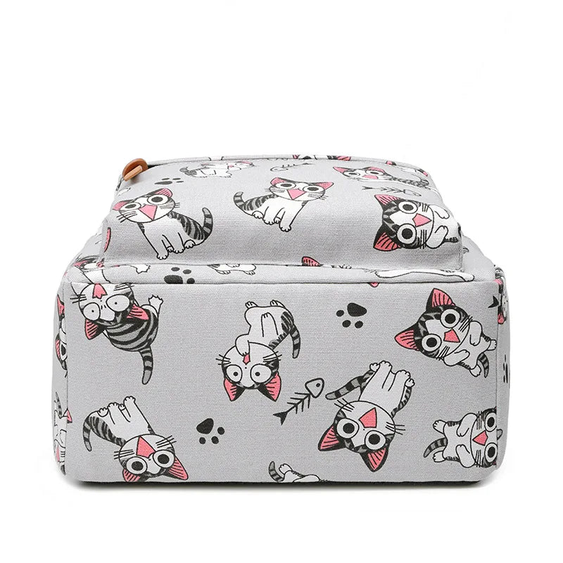 MeowMuse™ Canvas Cat Print Backpack