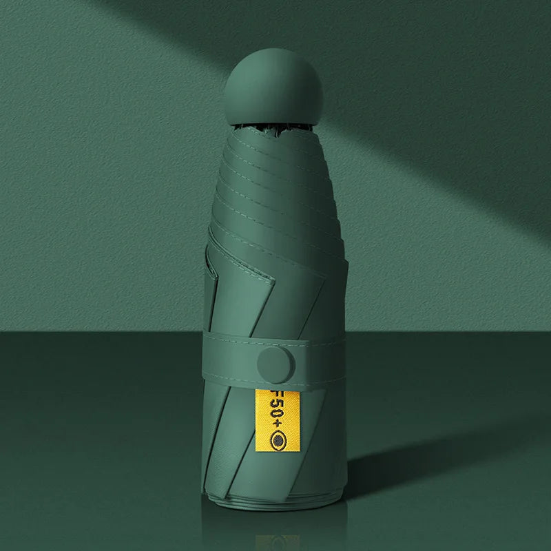 Green bottle with a yellow label on a green background
