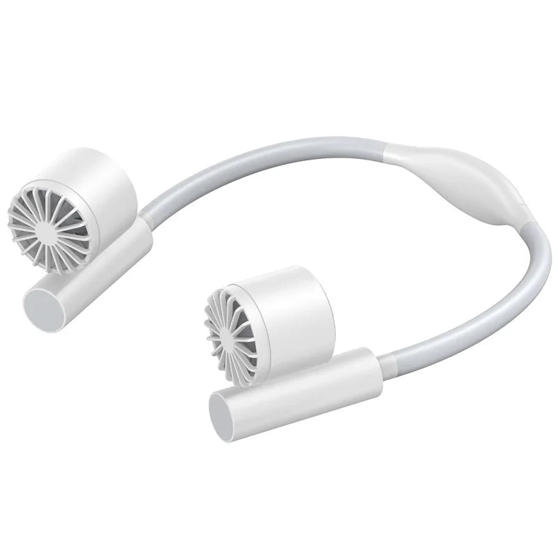 White neck fan with flexible hose on a white background