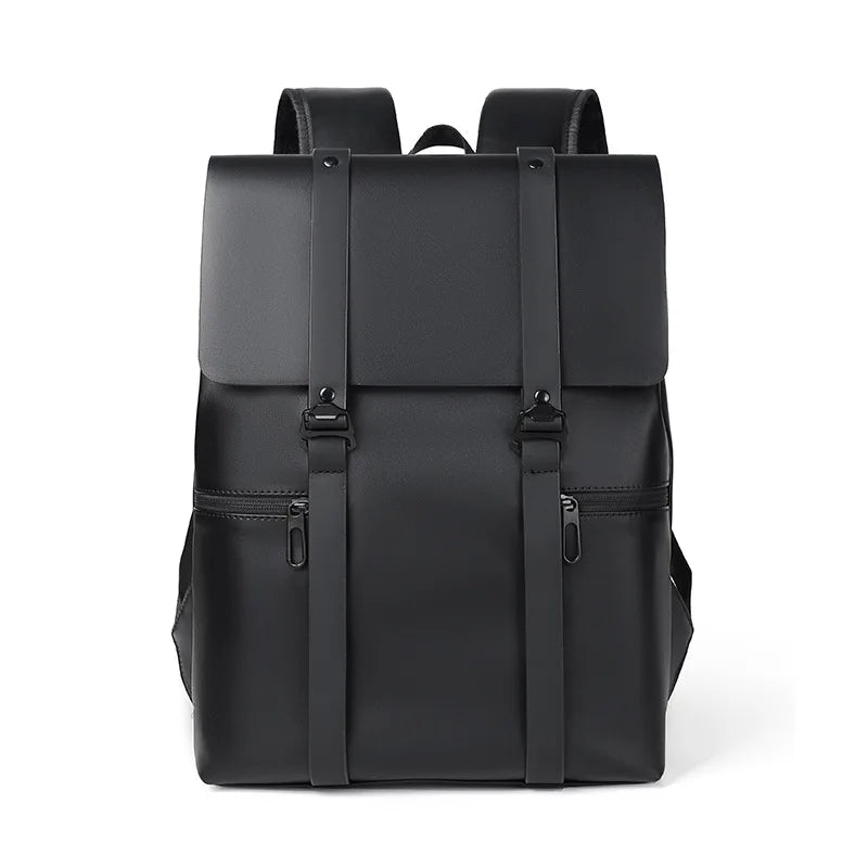 Black backpack on a white background