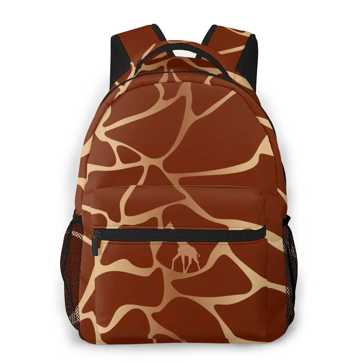 Backpack with giraffe pattern on a white background