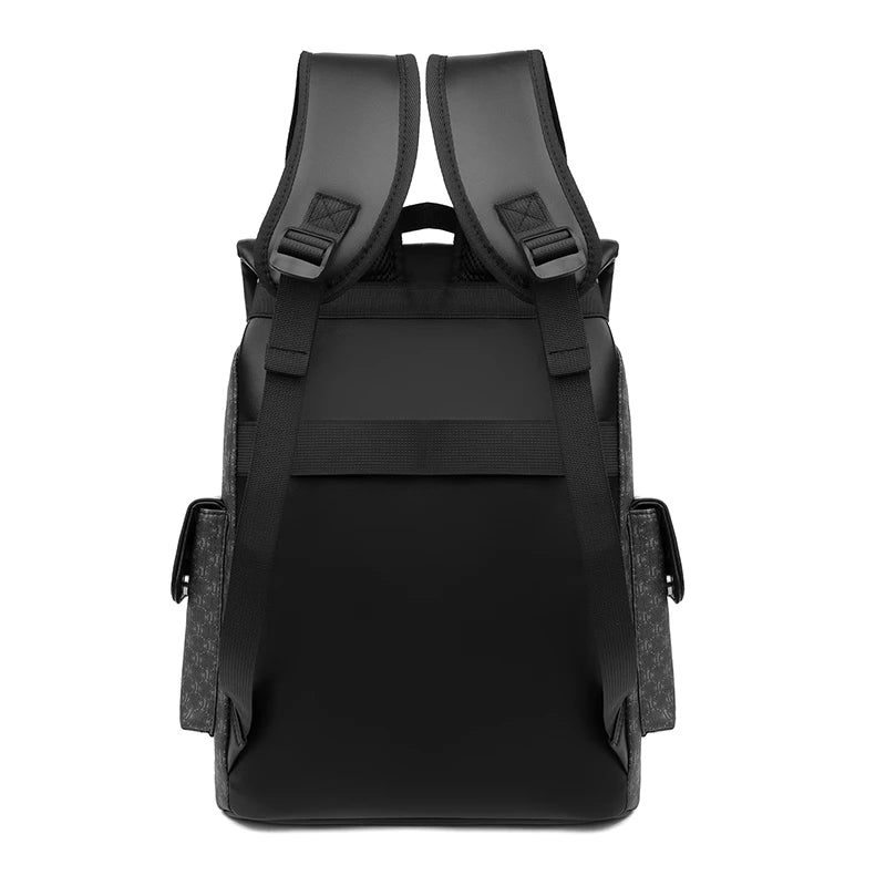 Black backpack with straps on a white background
