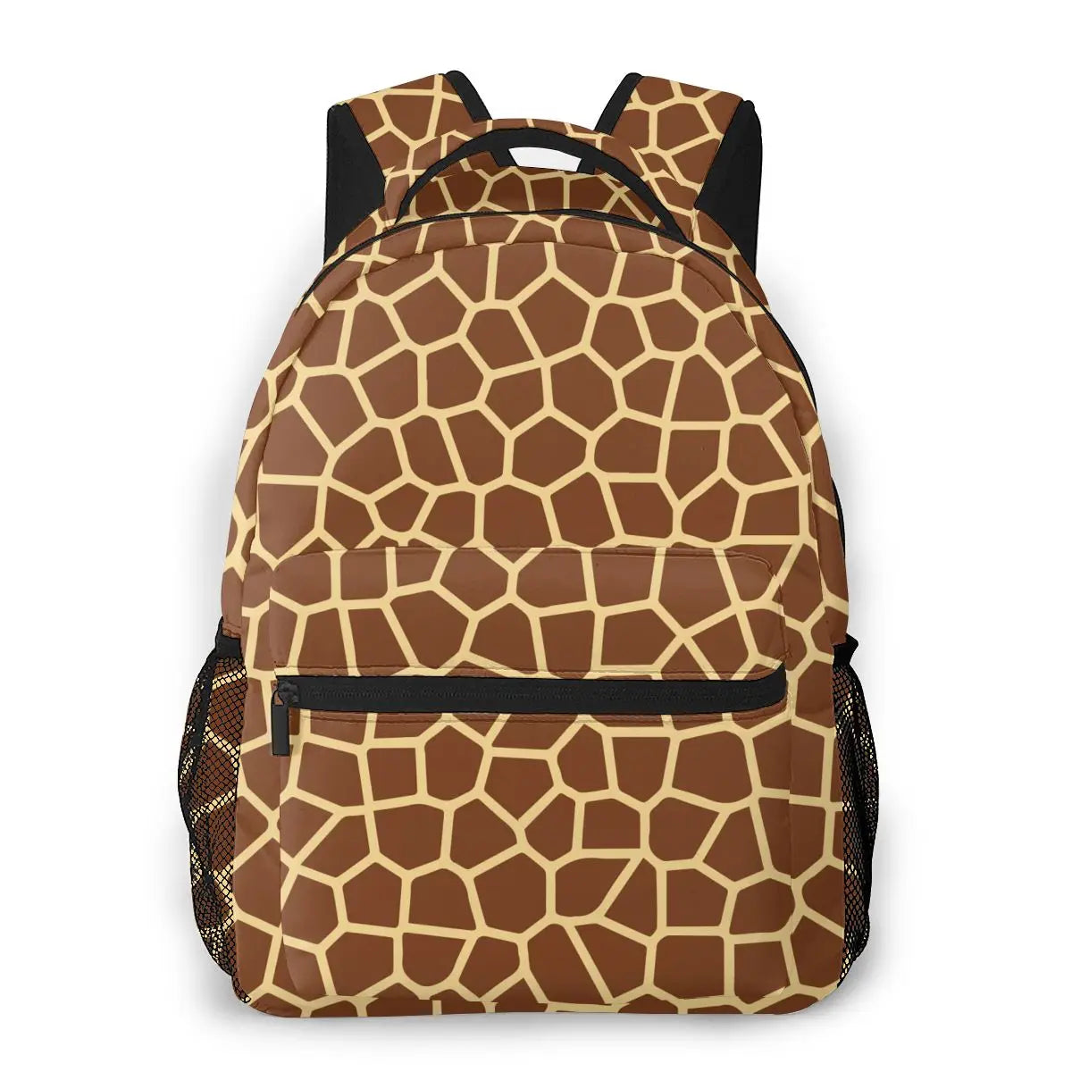 Backpack with giraffe pattern on a white background