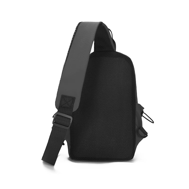 Black sling bag on a white background
