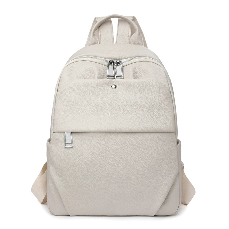 Beige backpack on a white background