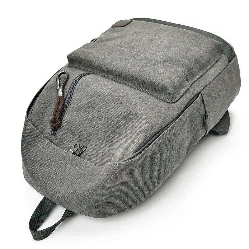Gray backpack on a white background