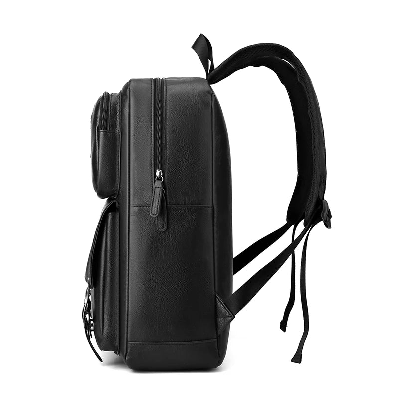 Black backpack on a white background