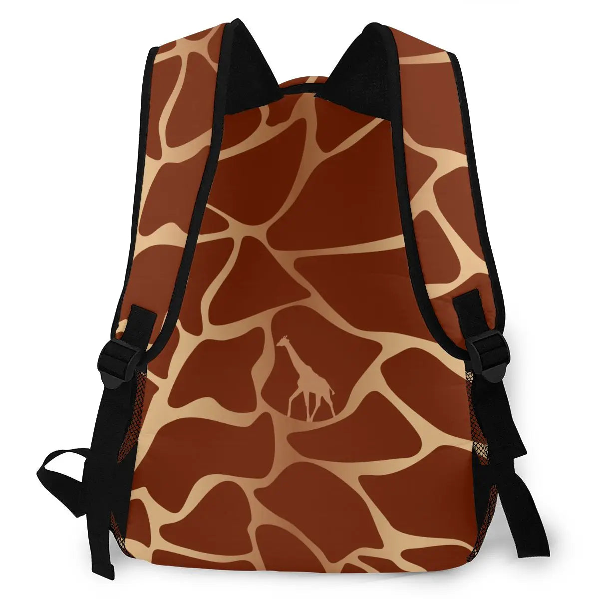 Backpack with giraffe pattern on a white background