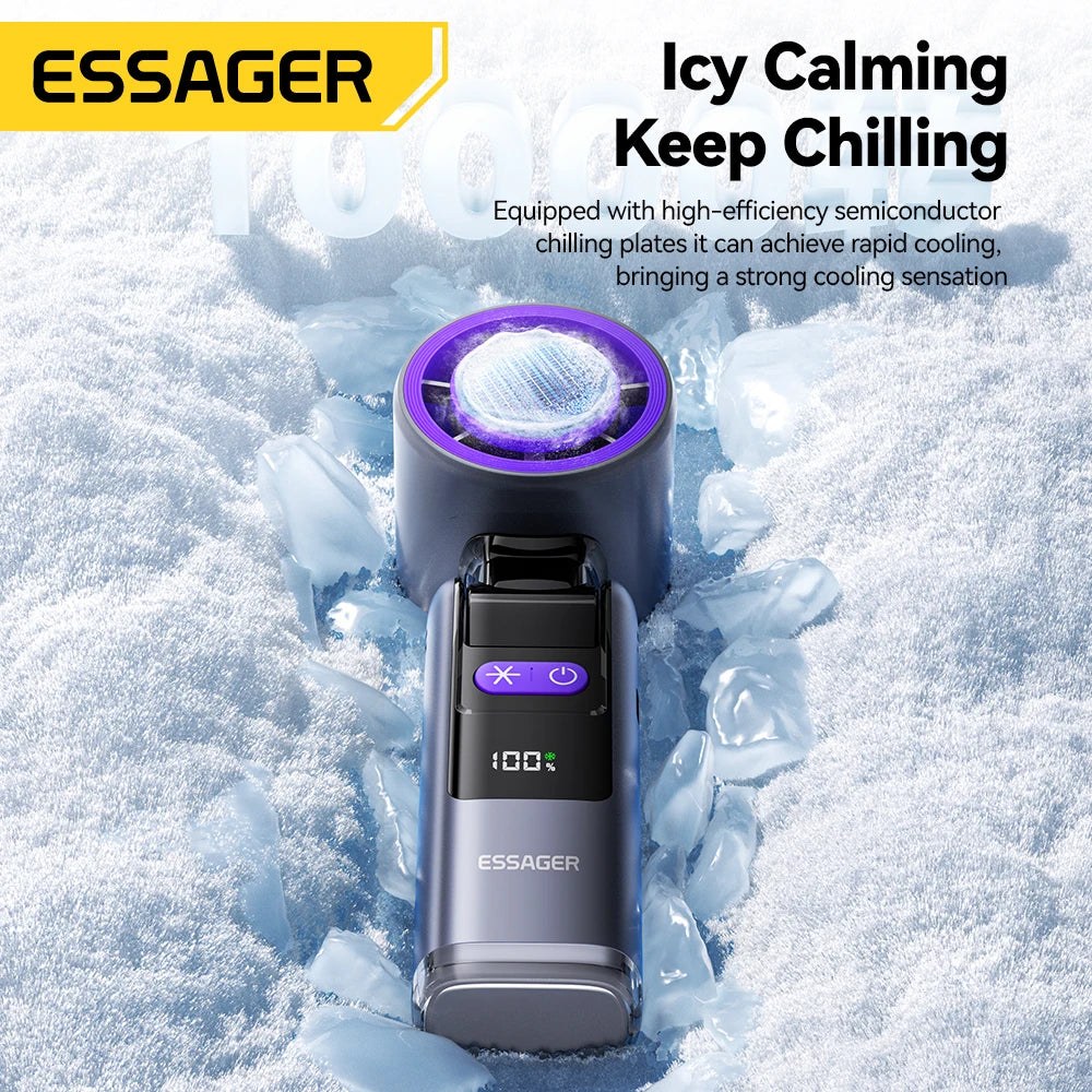 ESSAGER product with icy background and text about cooling function