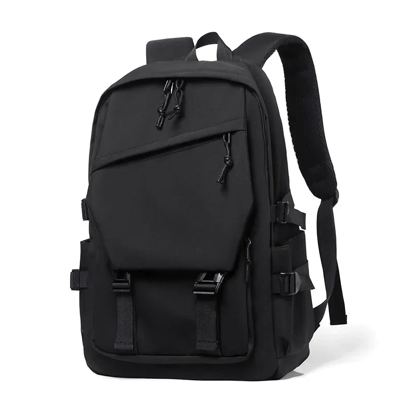 Black backpack on a white background