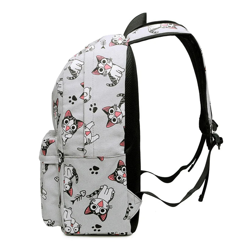 MeowMuse™ Canvas Cat Print Backpack