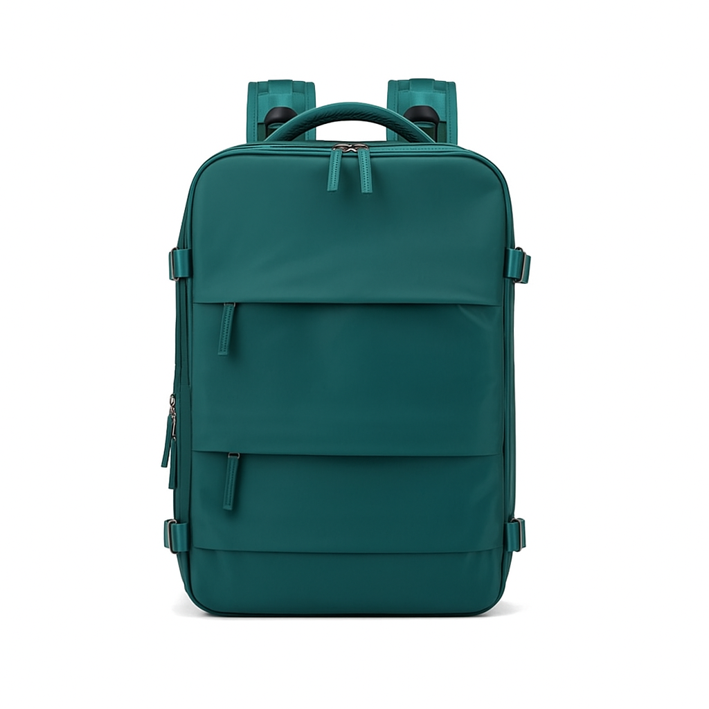 Teal backpack on a white background