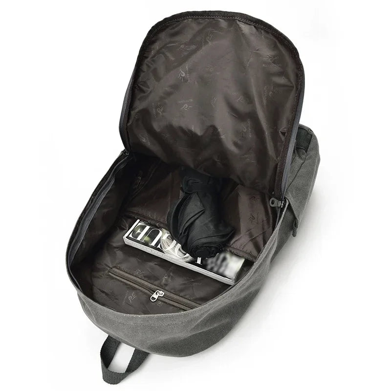 Black backpack with a shoe inside on a white background