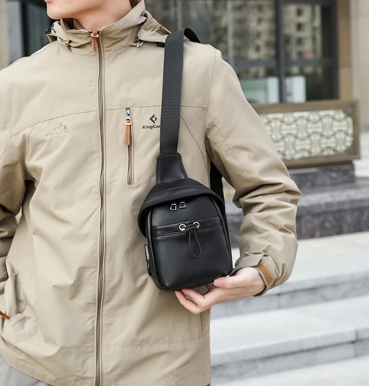 PU Leather Unisex Sling Chest Bag