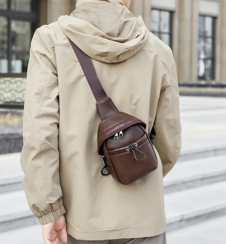 PU Leather Unisex Sling Chest Bag