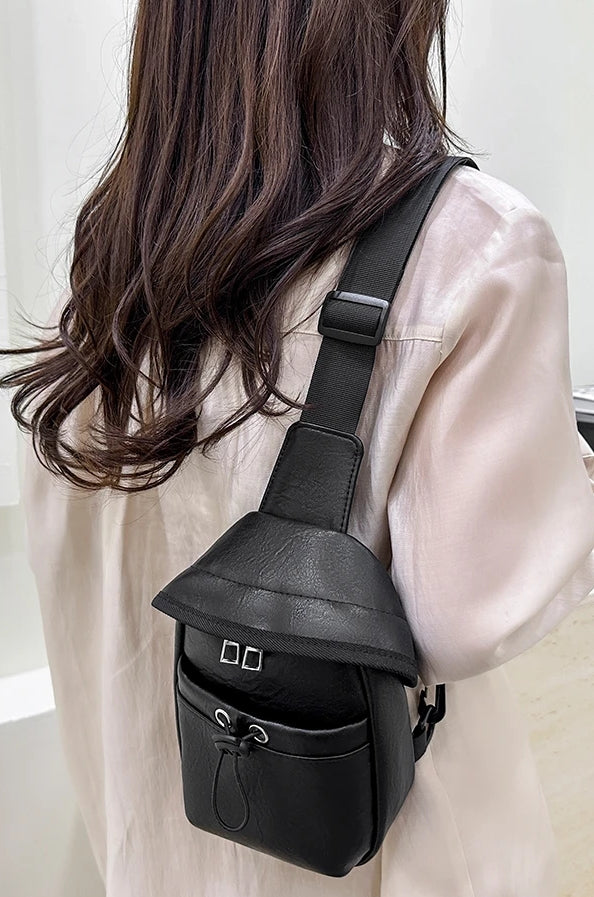 PU Leather Unisex Sling Chest Bag