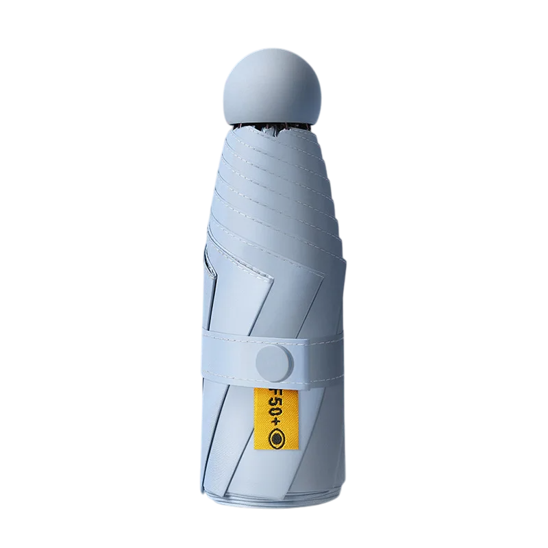 Collapsible water bottle with a gray cap and wrap on a white background