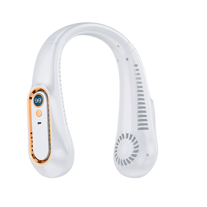 White neckband with gold accents on a white background