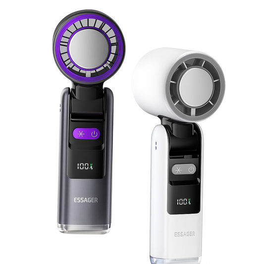 Two handheld devices with digital displays and Essager branding on a white background