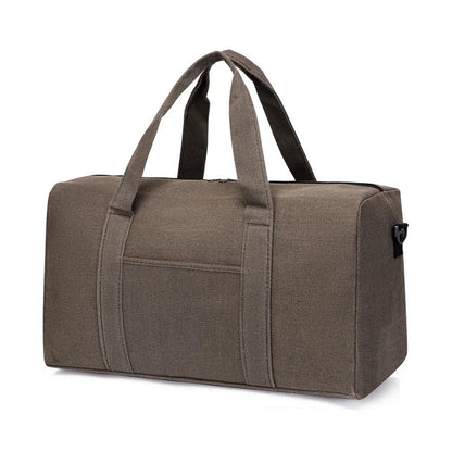 Brown duffel bag on a white background