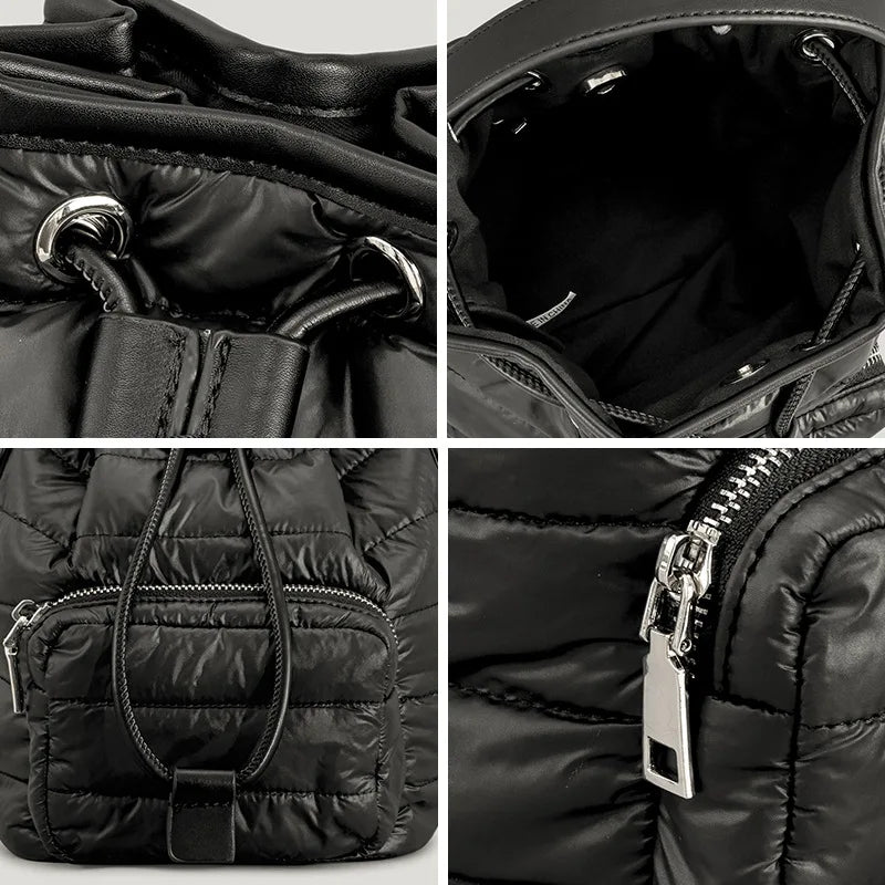 Quilted Nylon Padded Bucket Bag