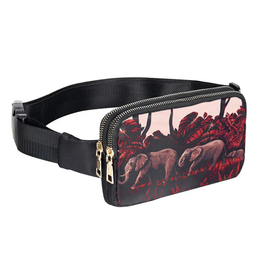 Fanny pack with elephant design on a white background