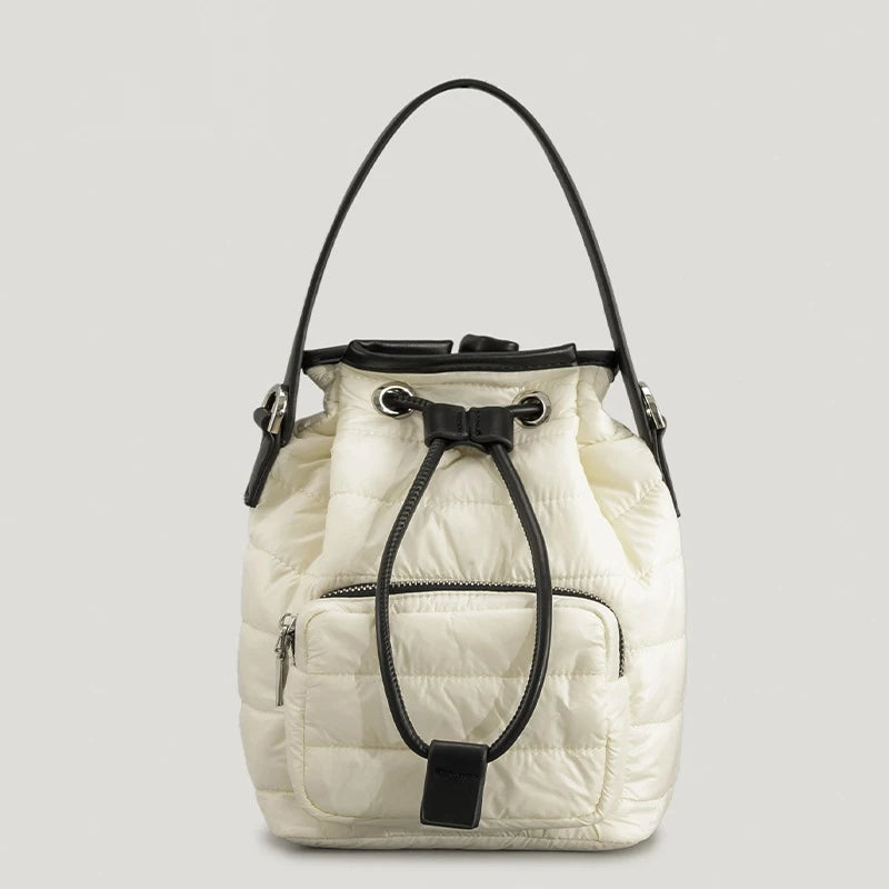 Quilted Nylon Padded Bucket Bag