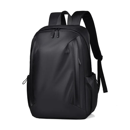 Black backpack on a white background