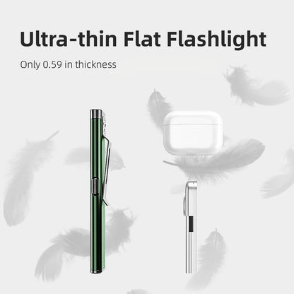 Ultra-thin flat flashlight with feather background