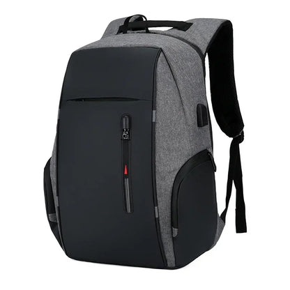 Gray and black backpack on a white background
