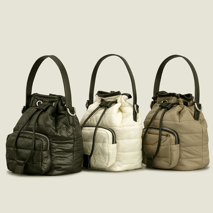Quilted Nylon Padded Bucket Bag