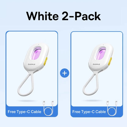 Two white electronic devices with a purple component on a light blue background, labeled 'White 2-Pack' with 'Free Type-C Cable' text.