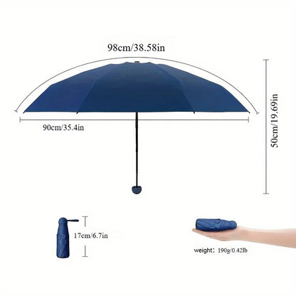 Blue umbrella with measurements on a white background