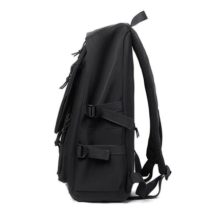 Black backpack on a white background