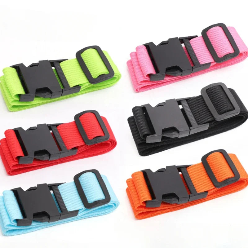 Set of colorful belts with black buckles on a white background