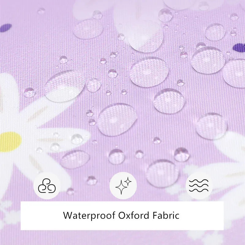 Waterproof Oxford fabric with water droplets on a purple background