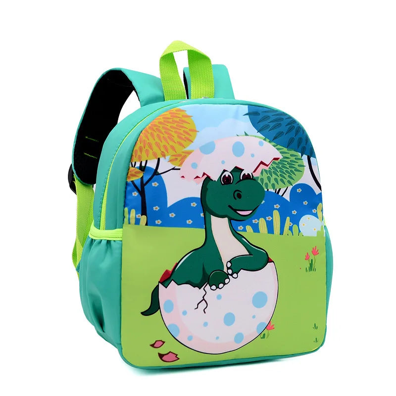 Children's backpack with dinosaur design on a white background