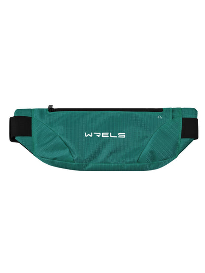 Green waist bag with 'WRELS' branding on a white background