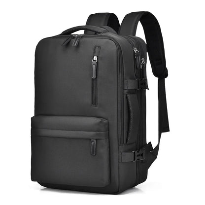 Black backpack on a white background
