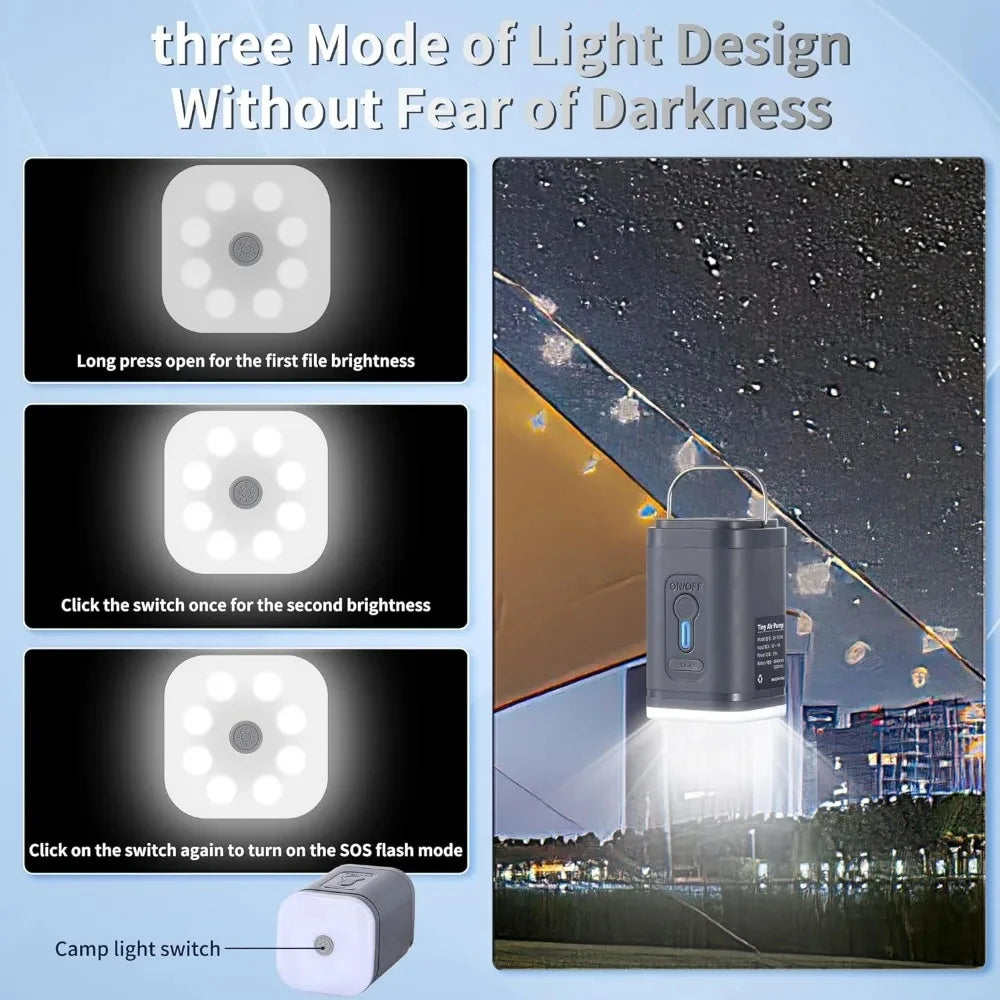 Lighting device with three brightness modes and a night scene application.