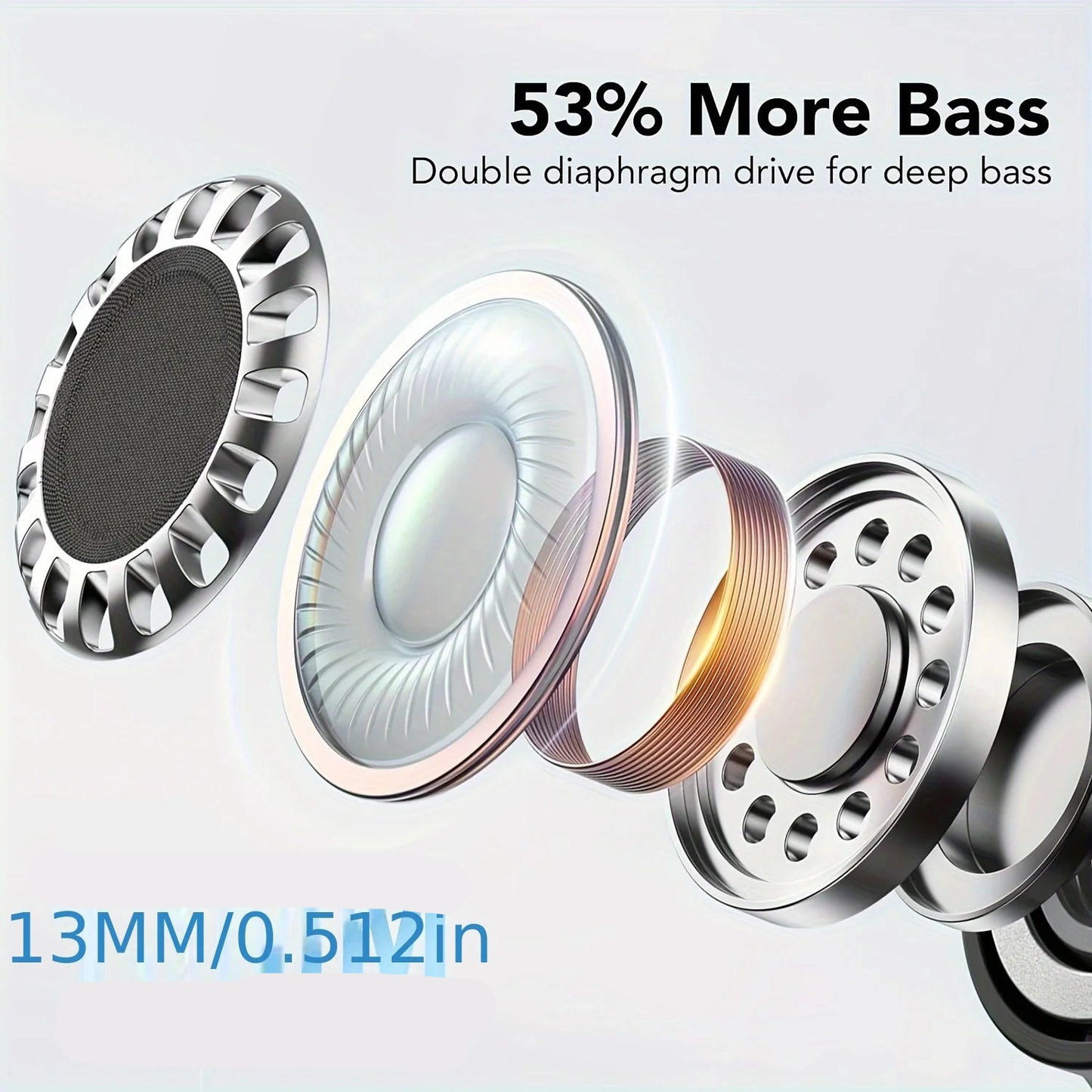 Dynamic speaker driver with text highlighting bass improvement and size 13MM/0.512in.