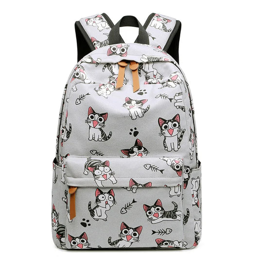 MeowMuse™ Canvas Cat Print Backpack