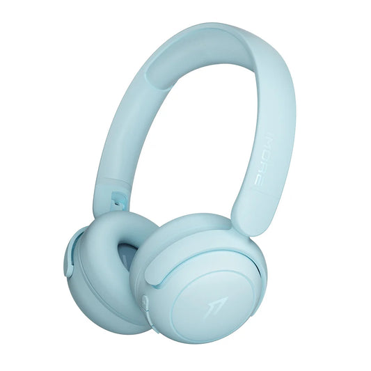 Light blue headphones on a white background