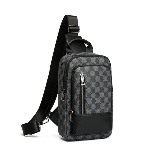 Geometric PU Leather Chest Bag