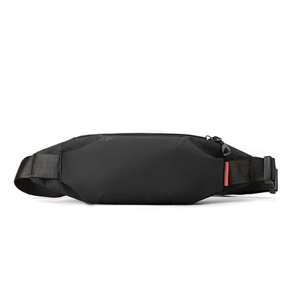 Black waist bag on a white background