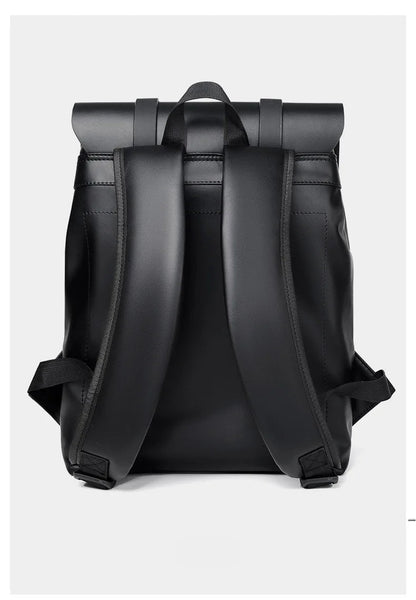 Black backpack on a white background
