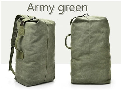 Two green bags, one with a backpack design and the other with a duffel bag design, on a white background.