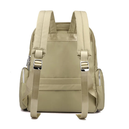 Beige backpack on a white background