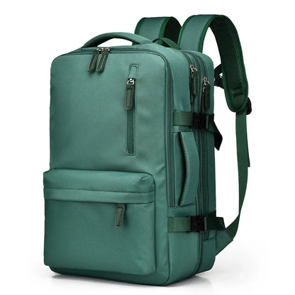 Green backpack on a white background